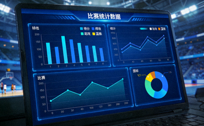 体育数据分析屏幕上展示的比赛统计图表